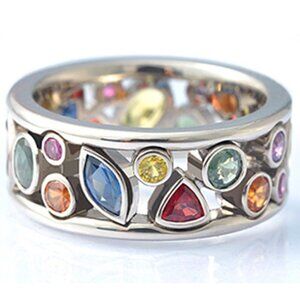 Colorful Stones and Zircon Charming Eternity Ring for Women, PD373